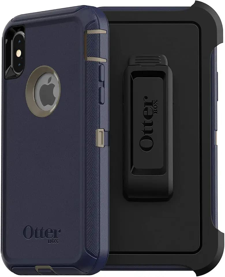 OtterBox DEFENDER SERIES SCREENLESS Case Case for iPhone Xs & iPhone X - Retail Packaging - DARK LAKE (CHINCHILLA/DRESS BLUES)