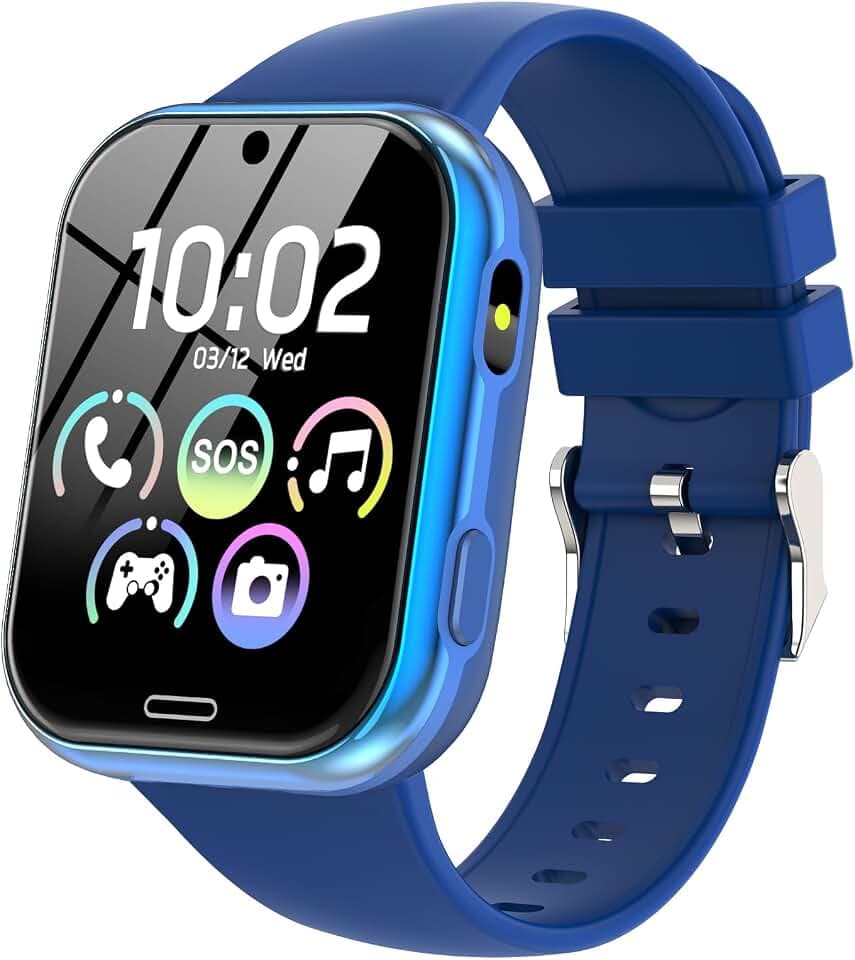 Smartwatch Kinder - Smart Watch Telefon für Kinderuhr Mädchen Jungen mit Spiele Anruffunktion SOS Kamera Musik Schrittzähler Taschenlampe Wecker, Kids Telefonieren Geschenk für 4-10 Jahre,Dunkelblau