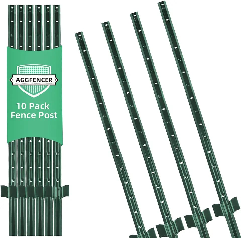 AggFencer 4.8 Ft Fence Post 10Pack, U Post for Wire Fencing