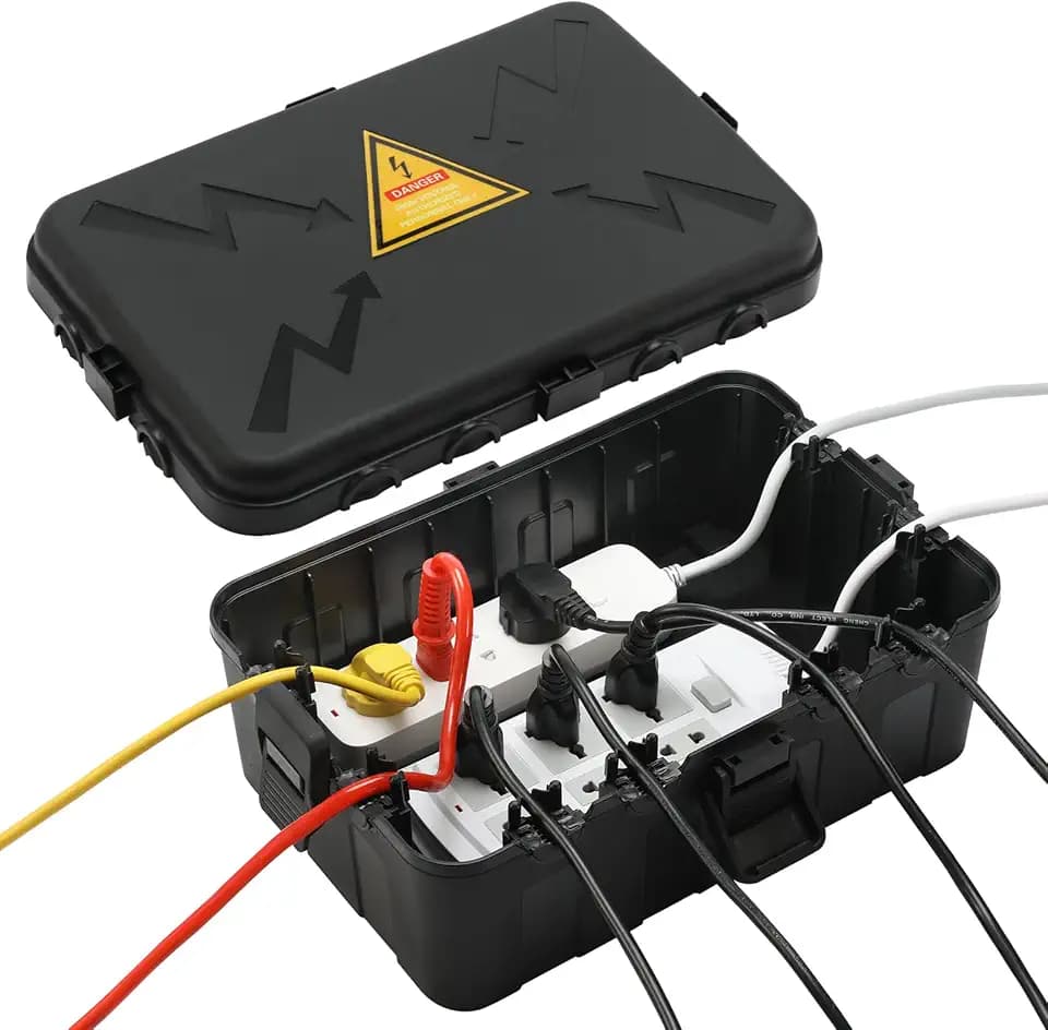 Außenbereich Elektrobox,IP54 Wasserdichte Outdoor Outlet Covers, Wetterfeste Verlängerungskabel Abdeckungen Schützen Steckdose, Steckdose, Timer,Plug,Holiday Light (32 x 22 x 13 cm)-Schwarz