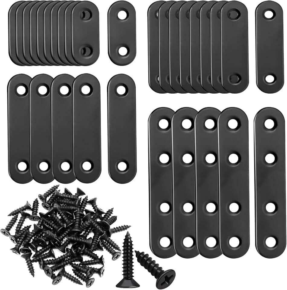 mankk 86PCS Stainless Steel Straight Flat Metal Bracket,Mending Plates
