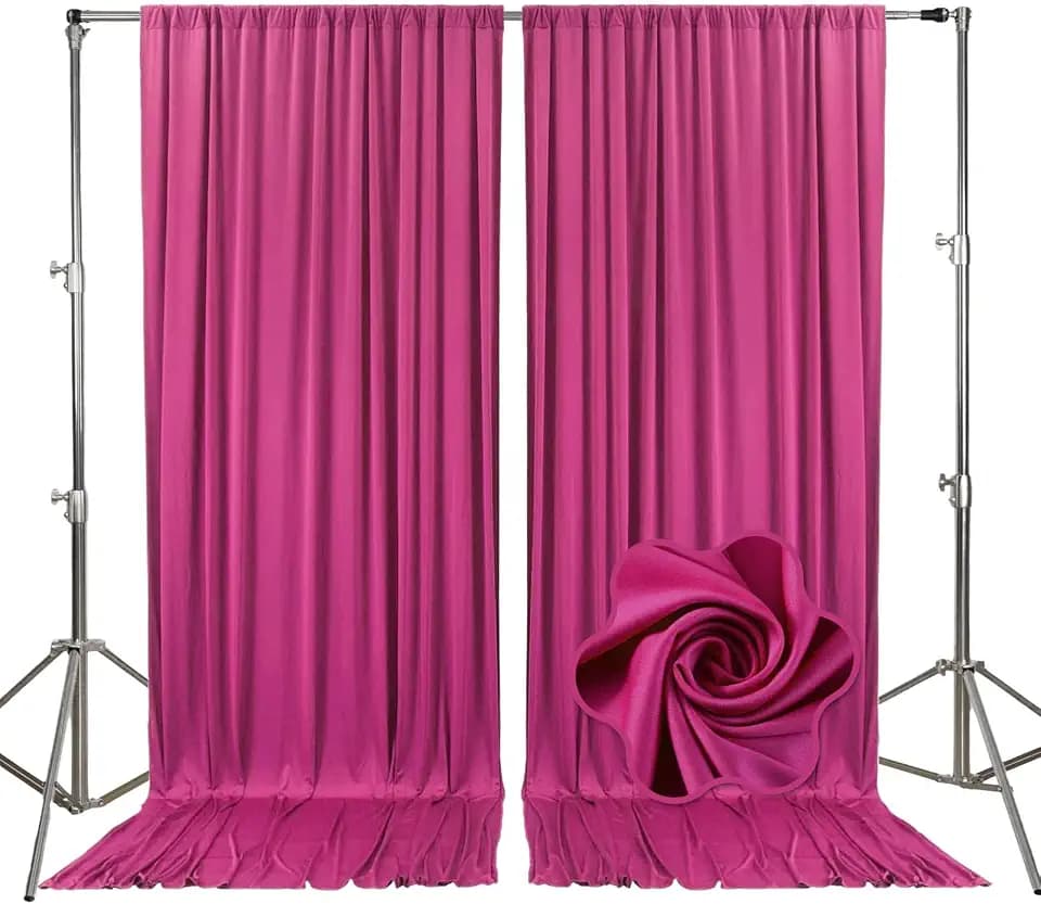 2 Panels Fuchsia Backdrop Curtain, 10 x 10 Feet Background Curtains for Parties, Weddings, Baby Showers, Bachelorette Halloween, Christmas Birthday Party Photoshoot Backdrop Curtains Decorations