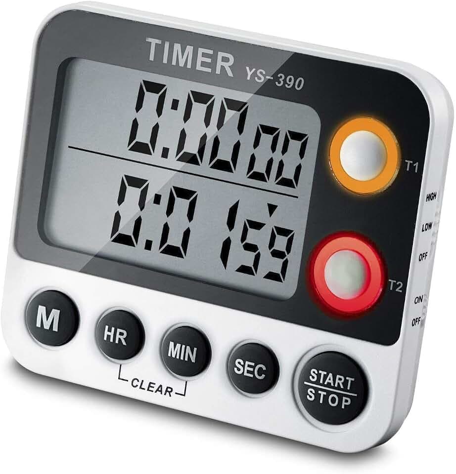 CEEBON Digital-Timer bis 100 Stunden, 2-in-1-Funktion mit Timer und Stoppuhr, großes LCD-Display, lauter Alarm und Magnethalterung