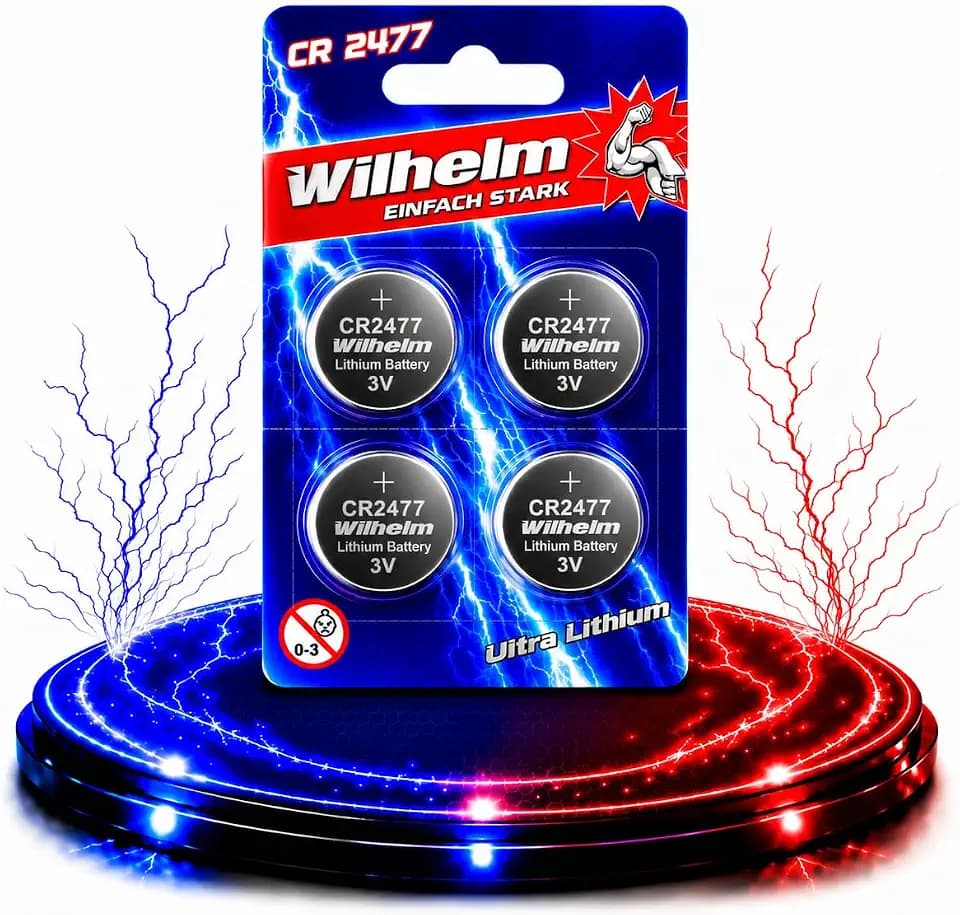 Wilhelm CR2477 Lithium Knopfzellen 3V 1070 mAh ø24 x 7,7 mm – 4 Stück
