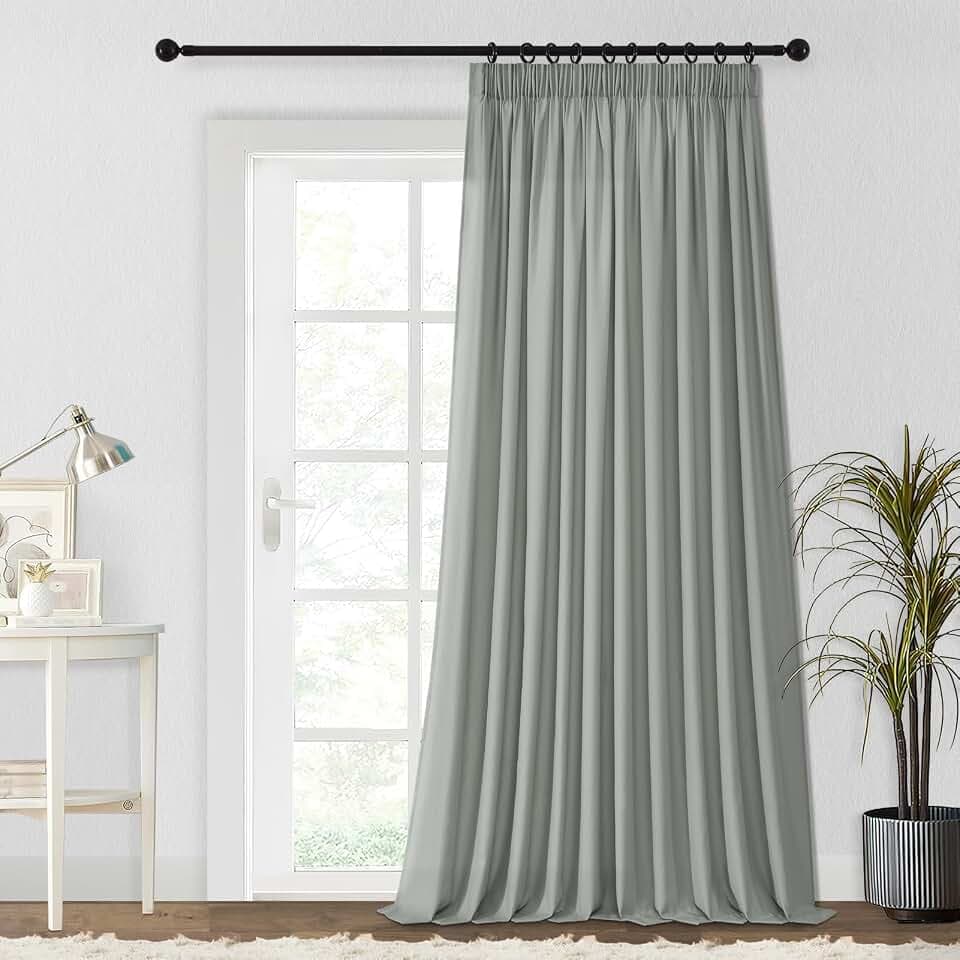 MRTREES Translucente Gardinen 90 Inch Curtain Pencil Pleat Tulle Für Schlafzimmer Wohnzimmer 90x90 Inch Gardinenstange 228cmx228cm Hellgrau