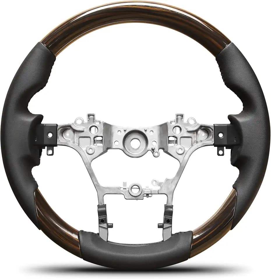 Walnut Wood Steering Wheel for Toyota Revo/Fortuner 2015-2022 Steering Wheel Preforated Leather Grip Hand-Stitched