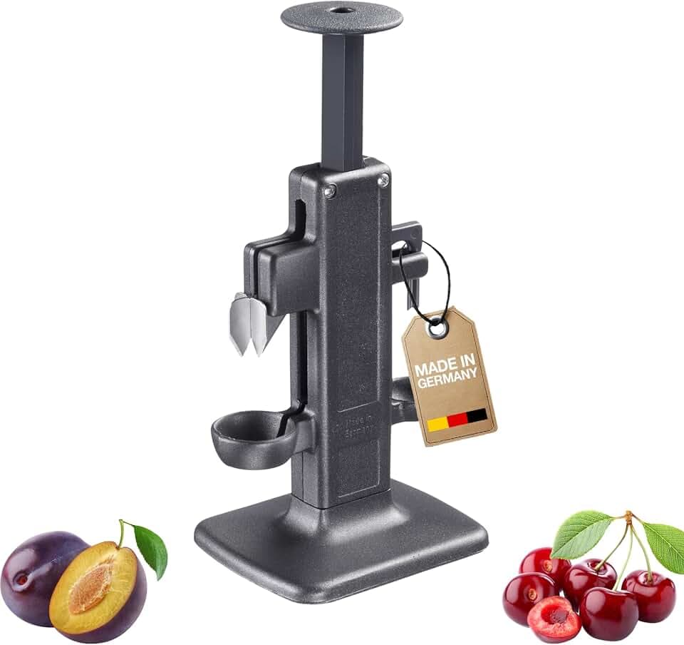 Westmark Kirschen- und Pflaumenentsteiner "Black Edition" – Kombi-Entkerner – Höhe: 23 cm, Aluminium/Edelstahl/Kunststoff, Steinex-Combi