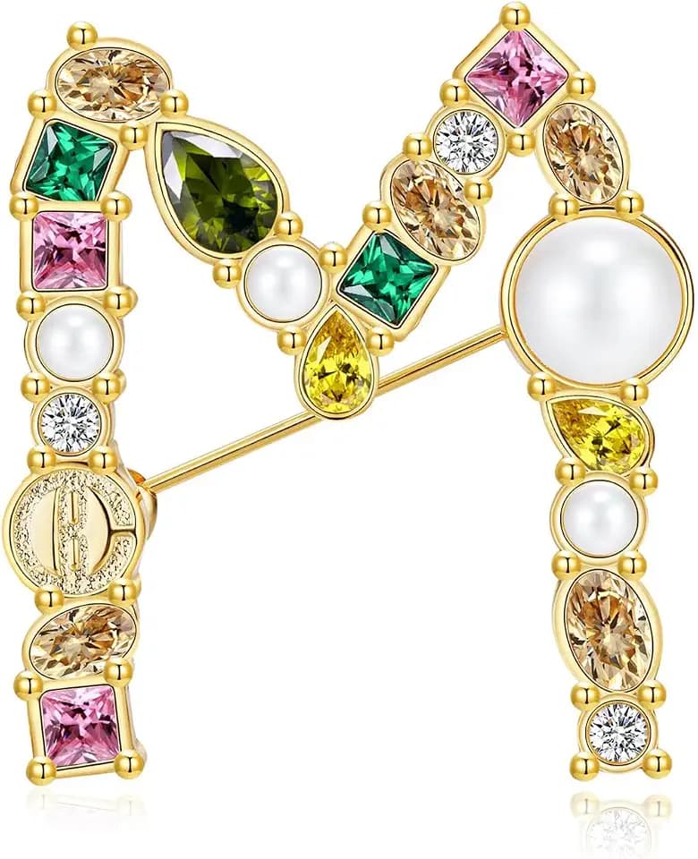 Cicy Bell Initial Brooch 18k Gold Plated Colorful Letter Brooches Pins