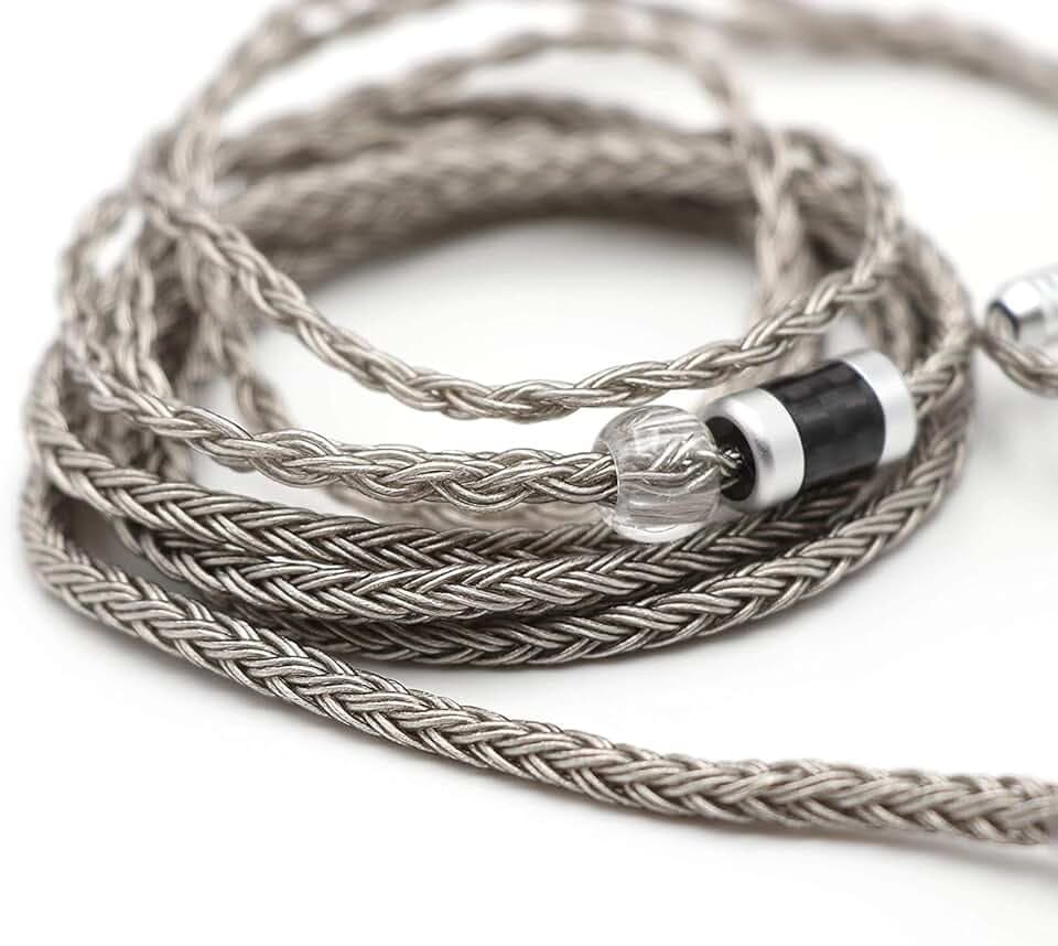 Linsoul Tripowin Zonie IEM Kabel, 16 Adern Versilbertes Kopfhörerkabel, 1.25m SPC in Ear Monitor Kabel für 7hz Zero:2 Orchestra Lite Cadenza Hype4 Supermix4(3,5mm)(Recessed 2pin,Grau)