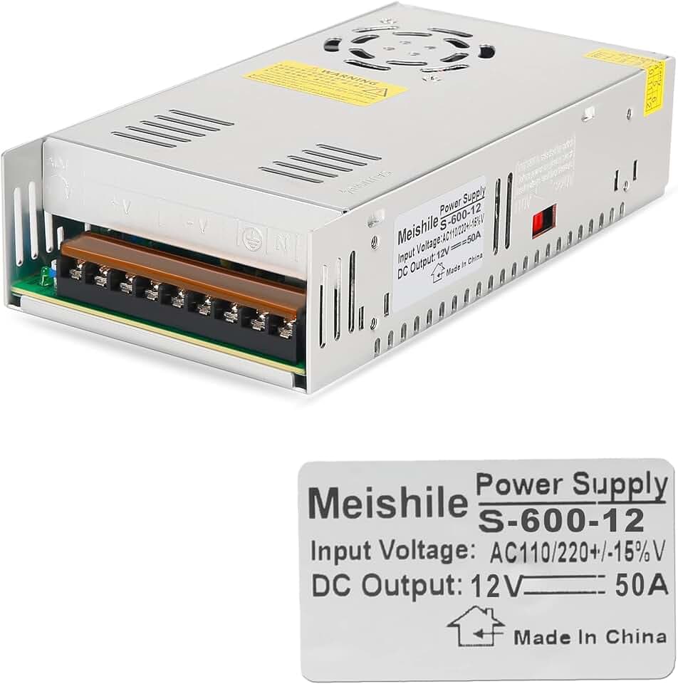 MEISHILE Netzteil DC 12V 50A 600W Spannungswandler AC 220V/230V auf Trafo 12Volt Transformator Schalternetzteil,Adapter,power supply für elektronisch Elektrische Geräte Industrie