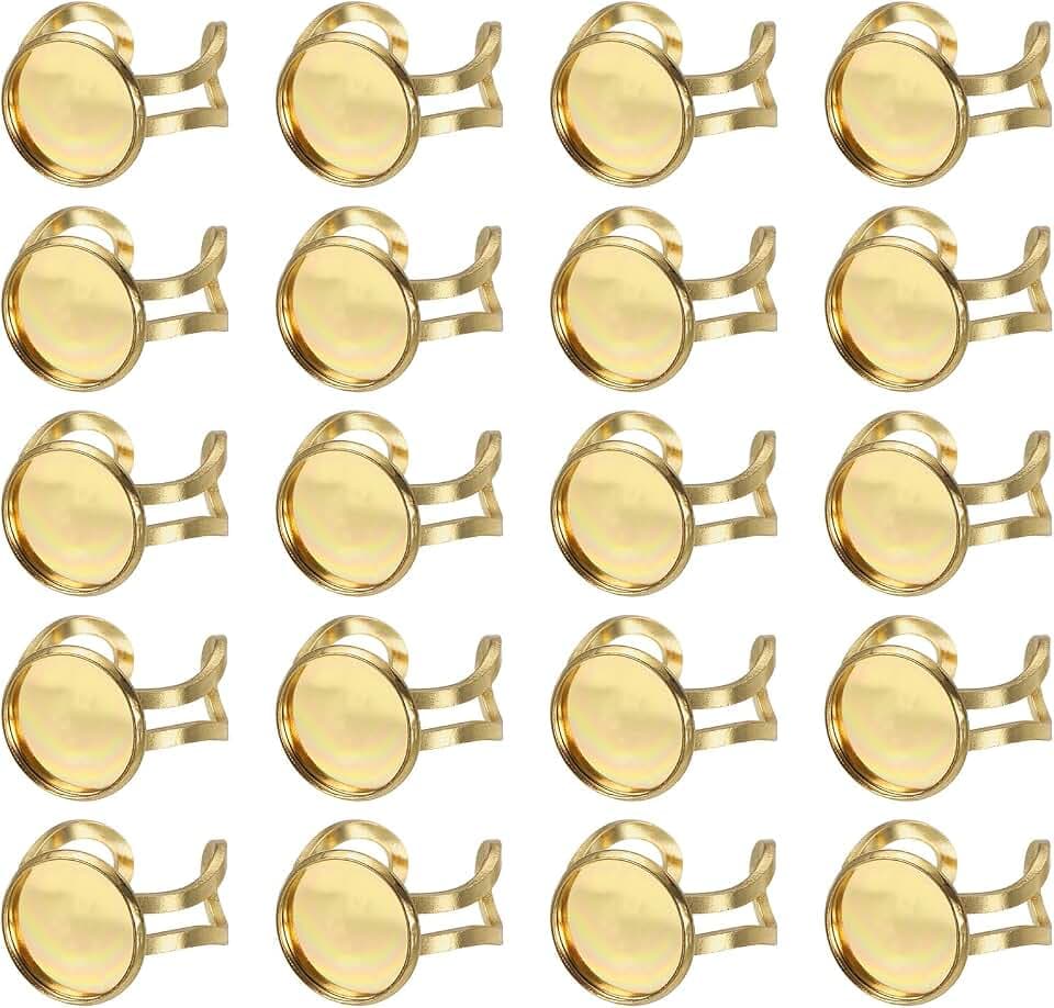 QUARKZMAN 20 Stück Verstellbare Fingerring Unterteile 14mm Goldfarben