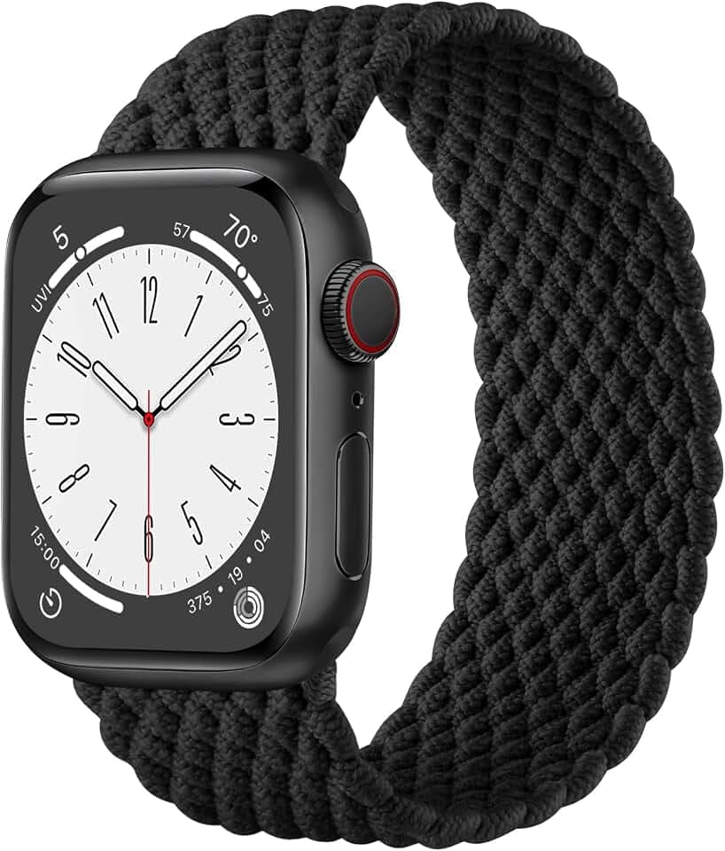 Maledan Geflochtenes Armband Kompatibel mit Apple Watch Armband 45mm 42mm 44mm 49mm für Damen Herren, Elastisches Nylon Solo Loop Armband für Apple Watch SE/Series 9 8 7 6 5 4 3 2 1 Ultra