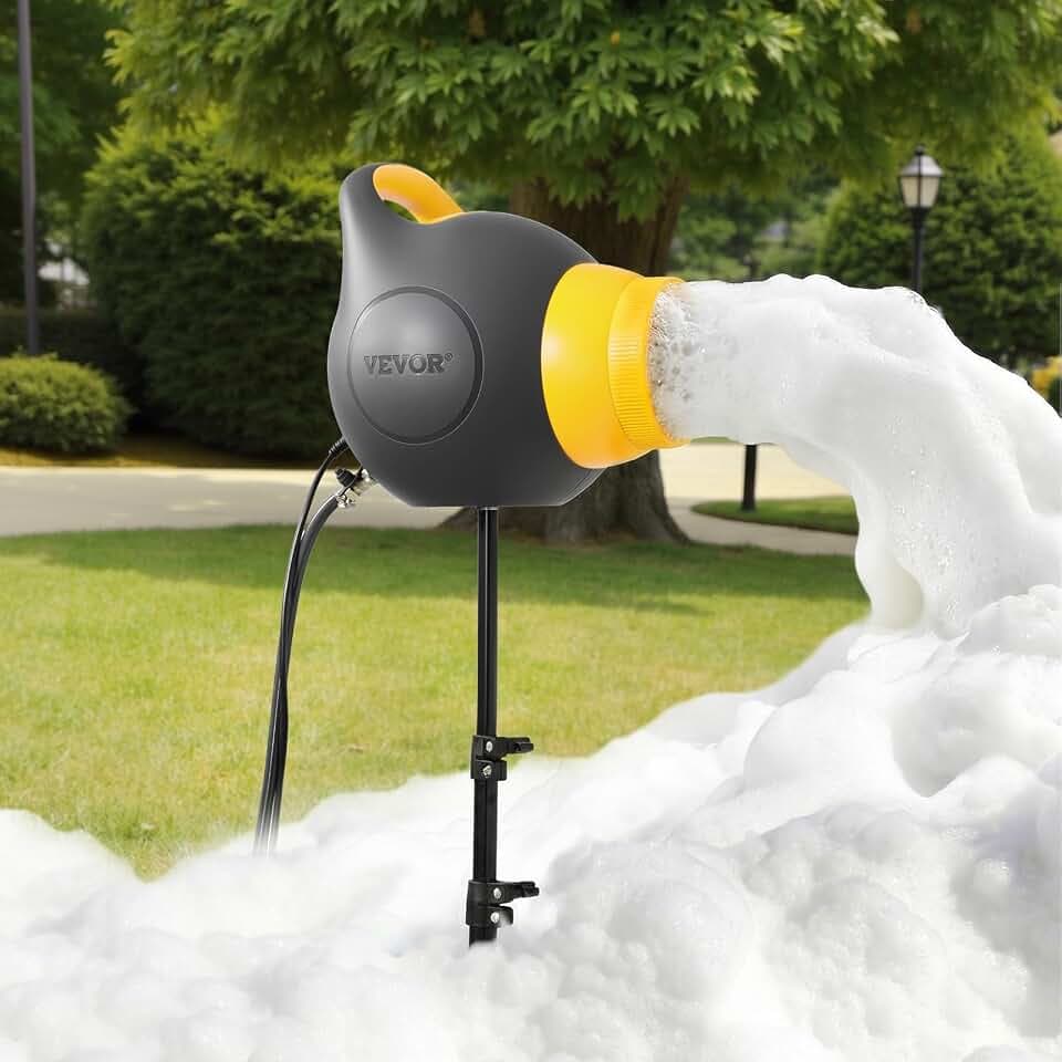 VEVOR Foam Machine, 115 W Party Foam Cannon, Portable Foam Maker with a Tripod Stand, Powerful Foam Party Machine, for Backyard, Pool, Outdoor Events, Birthdays, Celebrations and Party, Grey & Yellow