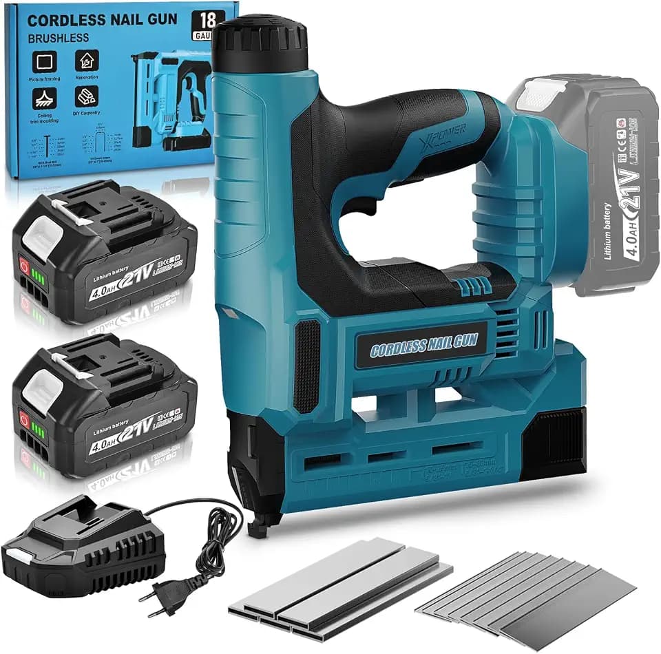 Yofuly 2-IN-1 Akku Tacker Einstellbare Tiefe mit 2X 4.0Ah Batterie
