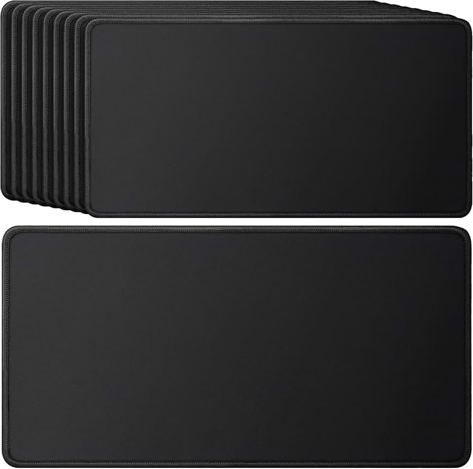 10 Pack 31.5" x 15.7" Waterproof Fabric Desk Pad, Black