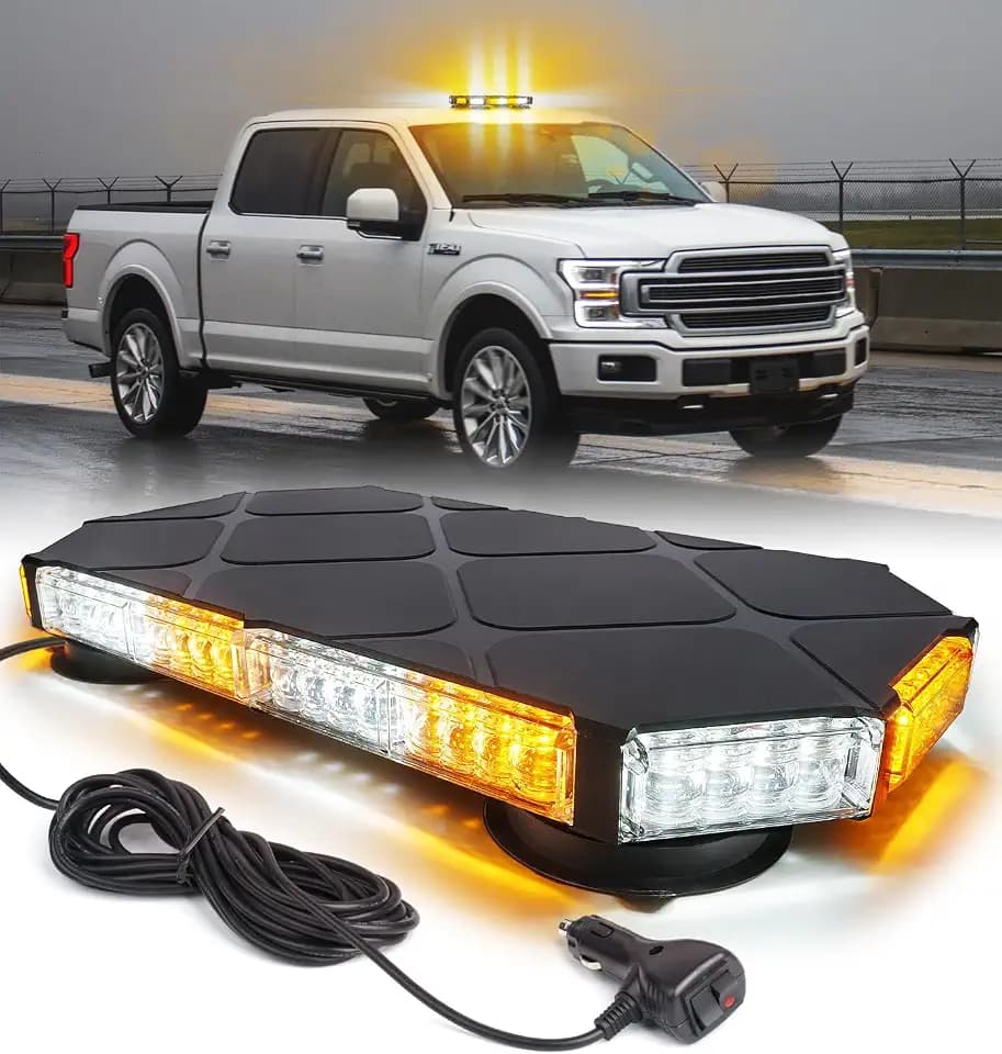 LUMENIX 56 LED Amber White Rooftop Beacon Strobe Light Bar for Trucks