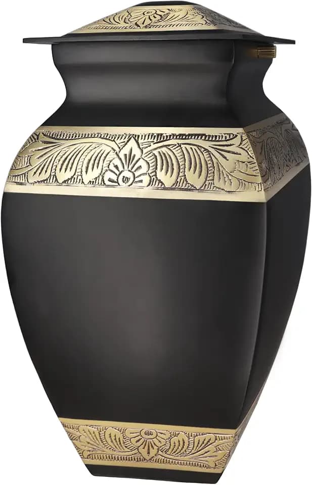 NANIURN Urns for Human Ashes Adult Man, Black Gold Large Cremation Urn