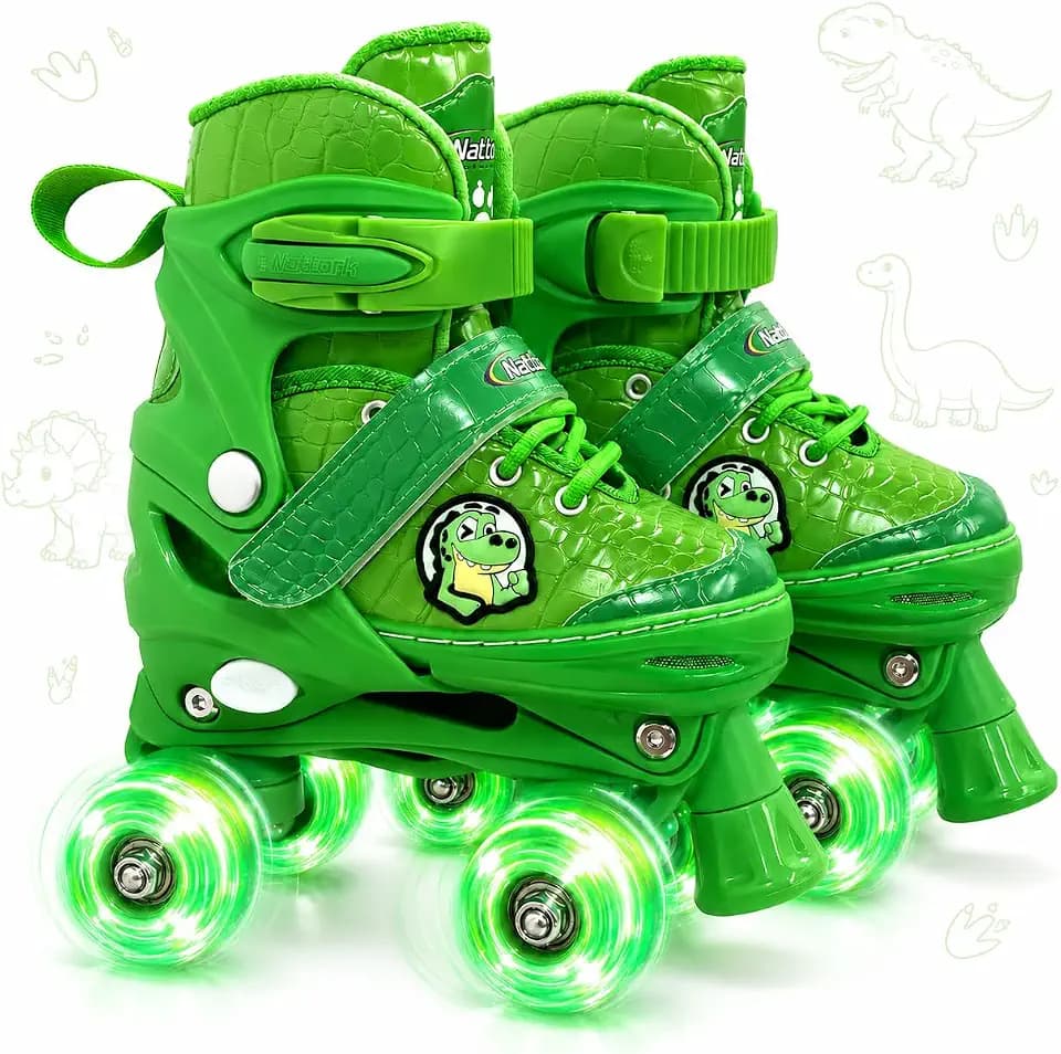 Nattork Kids Roller Skates for Kids Boys Girls, 4 Sizes Adjustable Quad Skates with All Light up Wheels - Birthday Gift for Outdoor Indoor Sports
