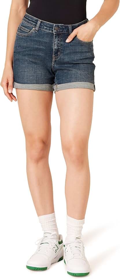 Amazon Essentials Damen Slim-Fit-Jeans-Shorts Mit Mittelhohem Bund Und 10,2cm Beininnenlänge