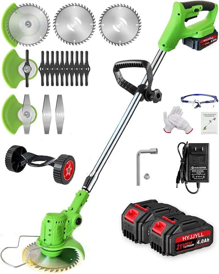 Cordless Weed Wacker with Wheels,Electric Weed Eater Battery Powered