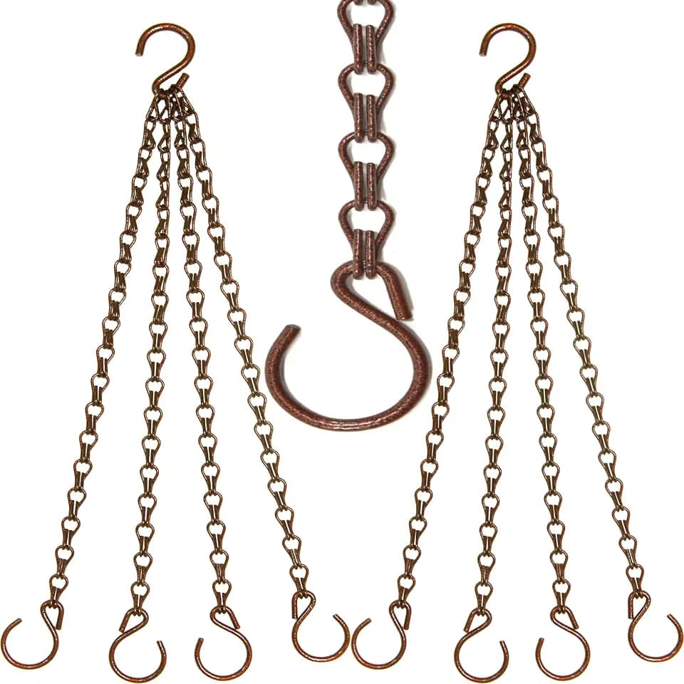 25 inch 90lbs Capacity Copper-Colored Heavy Duty Metal Hooks Hanging Chains Hangers for Garden, Balcony, Yard, Kitchen, for Hanging Plant Pots, Planters, Bird Feeder, Lanterns. 2 Packs
