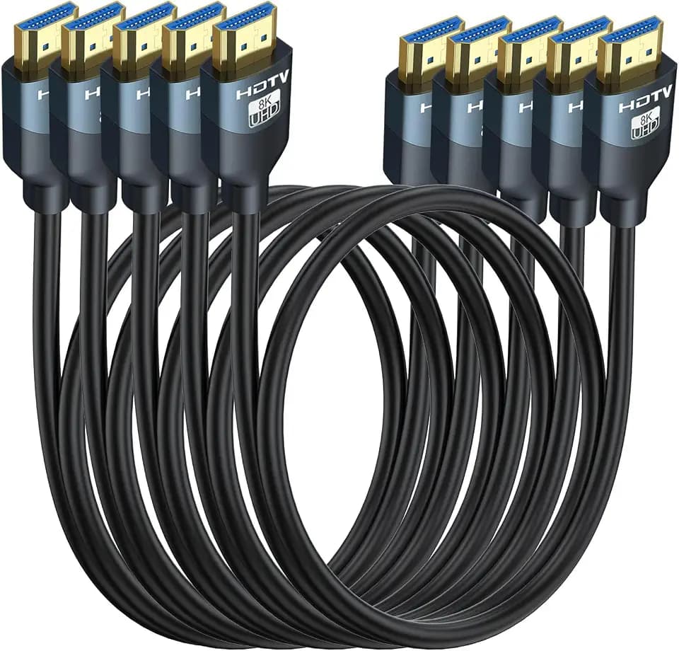 8K HDMI 2.1 Cable 6FT 5-Pack, Ultra High Speed 48Gbps