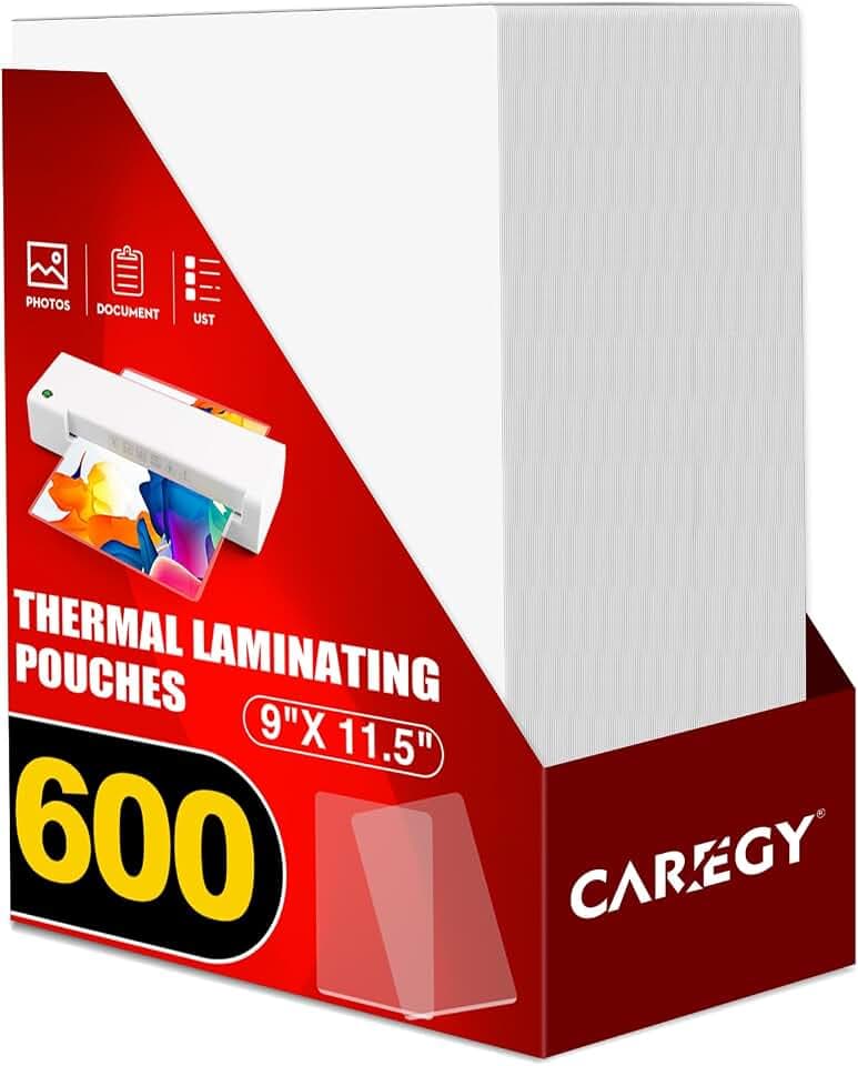 CAREGY 600 Pack Laminating Sheets,Holds 8.5 x 11 Inch Sheets,3 Mil