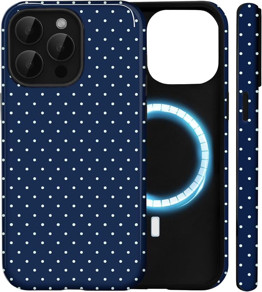 for iPhone 15 Pro Polka Dot Case Compatible with Magsafe, Blue