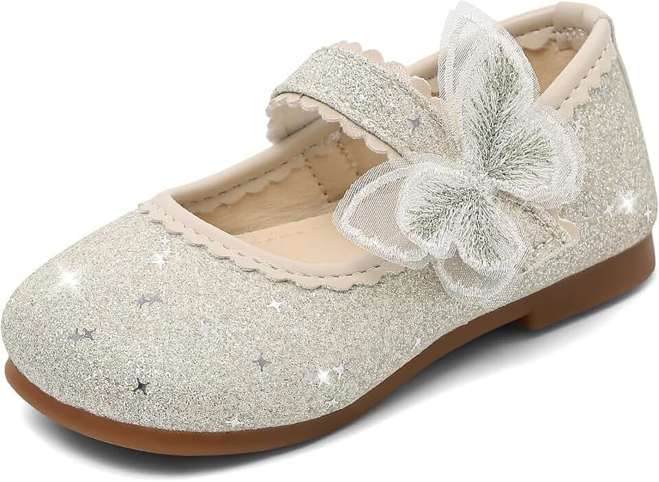 MK MATT KEELY Ballerina Glitzer Mädchen Mary Jane Prinzessin Schuhe mit Schmetterling Kinder Party Flache