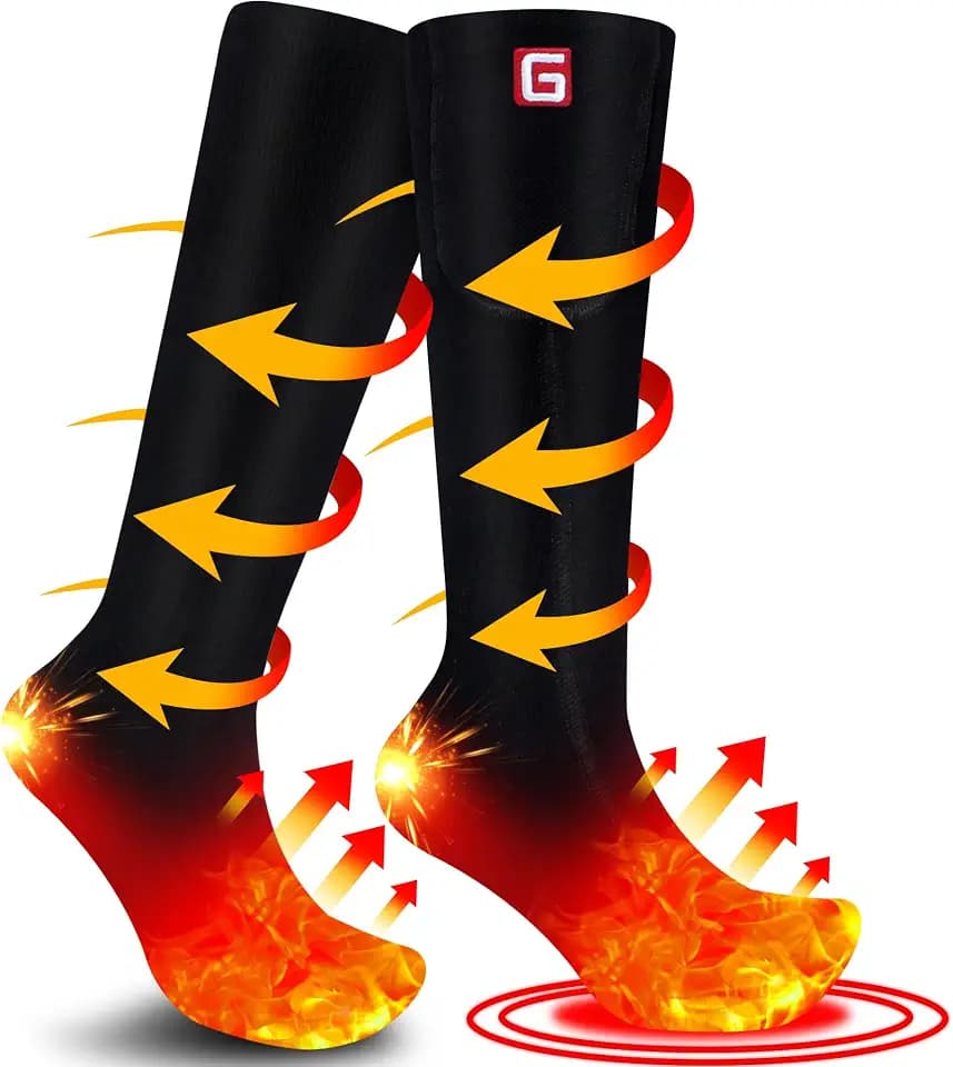 Autocastle Heated Socks - Men's Rechargeable 3 Level Battery Socks, Washable for Skiing, Camping, Hunting, Hiking, Outdoor or Arthritis Relief