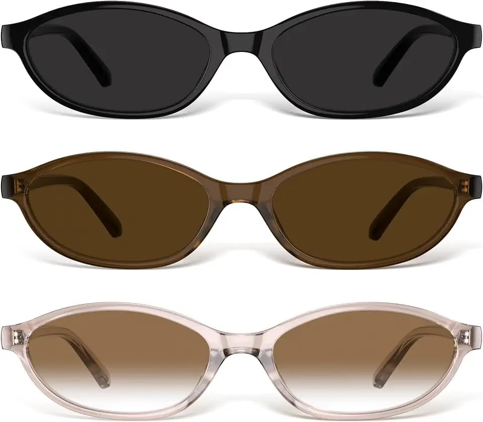 Womens Oval Sunglasses 90s Retro Cat Eye Glasses UV400 Shades