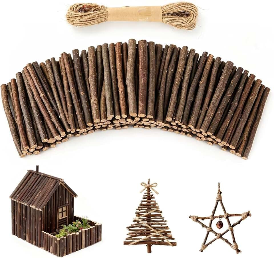 100 Stück Holzstäbe zum Basteln 10 cm Natur Holzstäbe mit Rinde