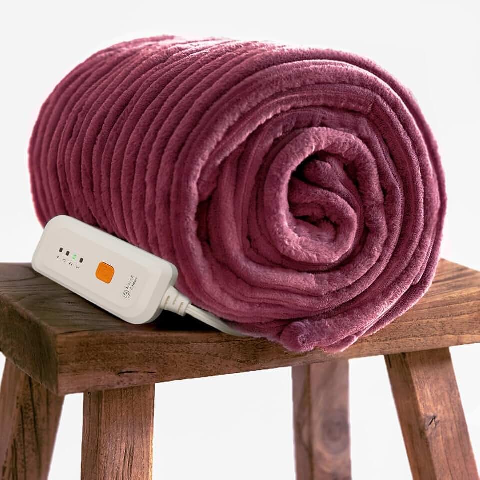 GOTCOZY Heated Blanket-Soft Plush Electric Blanket 50"X60"(Wine Red)
