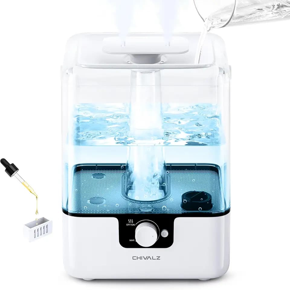 CHIVALZ 6L Humidifiers for Bedroom, Cool Mist, 26dB, 50H Runtime, White