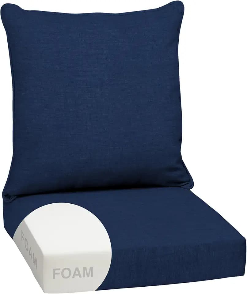 Arden Outdoor Chair Cushions, Patio Furniture, 24x24 Foam Deep Seat, 1 Set