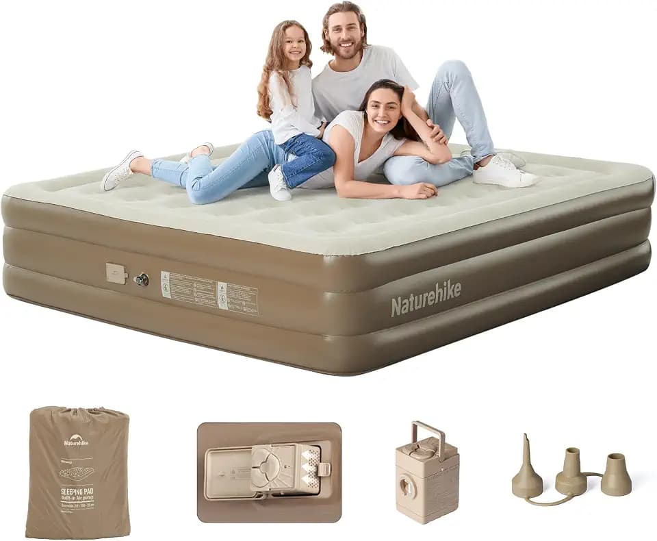 Naturehike Luftmatratze 3 Personen, Selbstaufblasend mit integrierter Akkupumpe, Aufblasbares Gästebett 45 cm Höhe, Bequem & Leicht, Für Camping, Outdoor und Zuhause