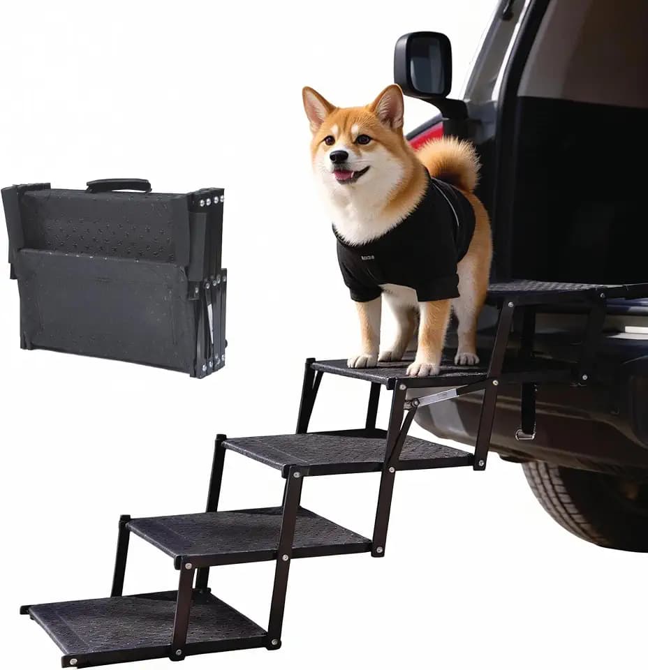 Dog Stairs 5 Steps Foldable Dog Ramp with Non-Slip Surface, Portable Dog Steps for Cars,SUV and Truck, Supports up to 250 lbs