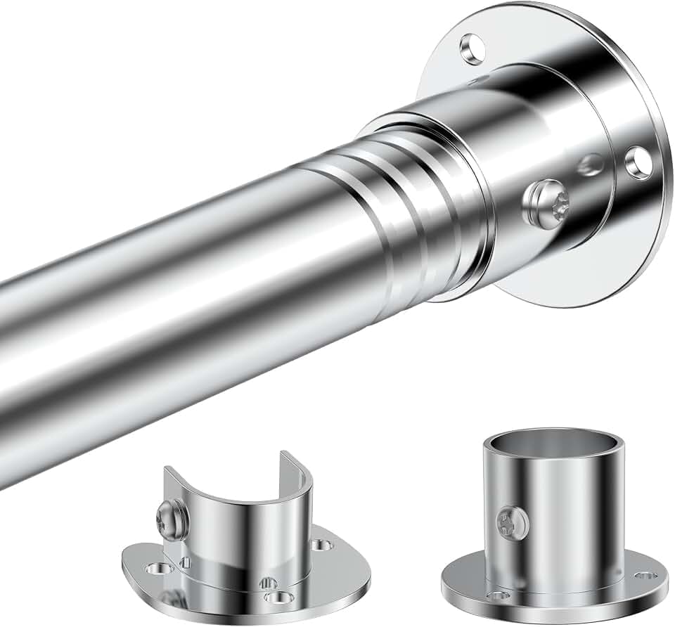 Closet Rod, 1.3" Heavy Duty Adjustable Hanging Rod 17-87 Inch