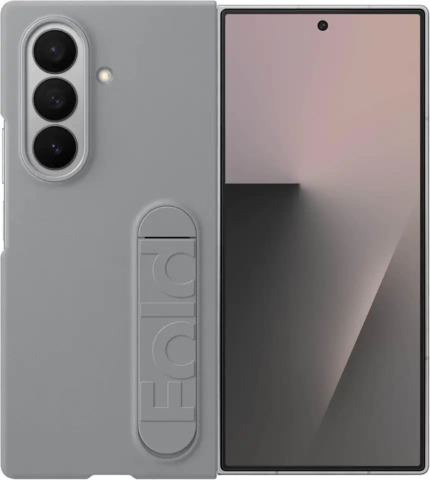 Samsung Galaxy Z Fold7 Silicone Phone Case, Protective Cover with Stand, Secure Grip, Soft, Comfortable Design, US Version, Gray