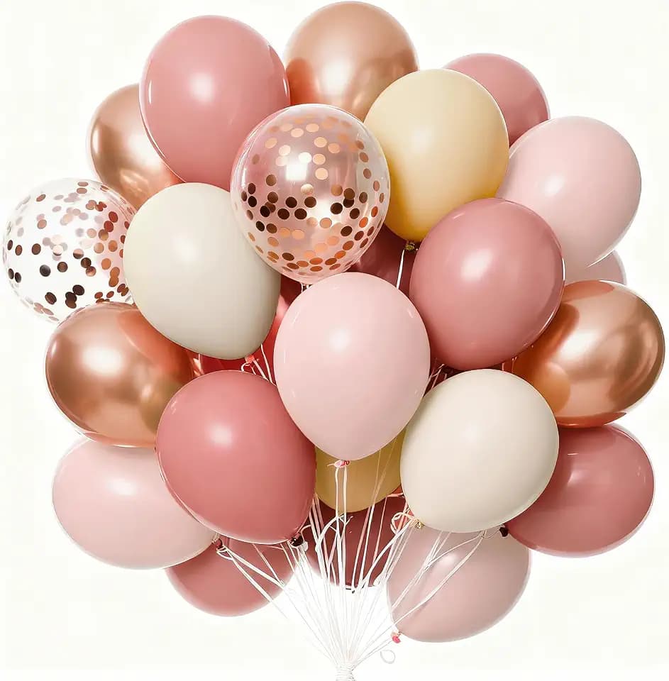 PartyWoo Dusty Pink Balloons 66pcs 12 Inch Blush Pink Gold White Balloons