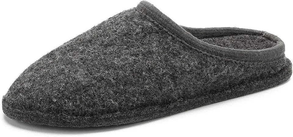 LE KAPMOZ Men's Boiled Wool House Slippers Breathable Winter Warm Slip on Mules Indoor/Outdoor Slipper for Women Two Tone Cap Toe Clog