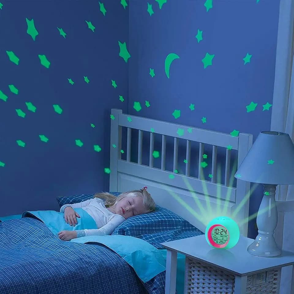 Kinderwecker Digitaler mit Licht , 7 Farben ändern Lichtwecker für Jungen Mädchen mit Projektion Kinderzimmer Geburtstagsgeschenk Einschulung Geschenk (Rot)