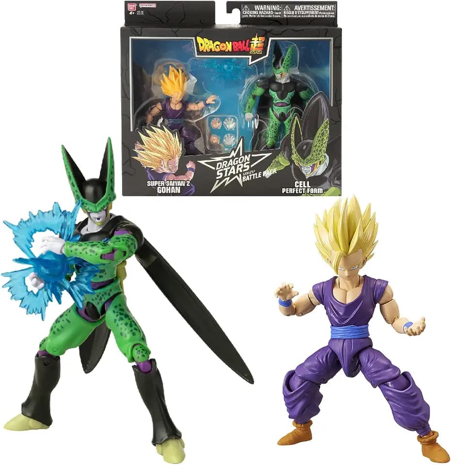 BANDAI - Dragon Ball Super - Dragon Stars Figuren 17 cm - Battle Pack - Super Saiyan Gohan 2 vs. Cell - Offizielle Dragon Ball Lizenz - 2er-Figurenpack - Spielzeug für Kinder ab 4 Jahren - 37179