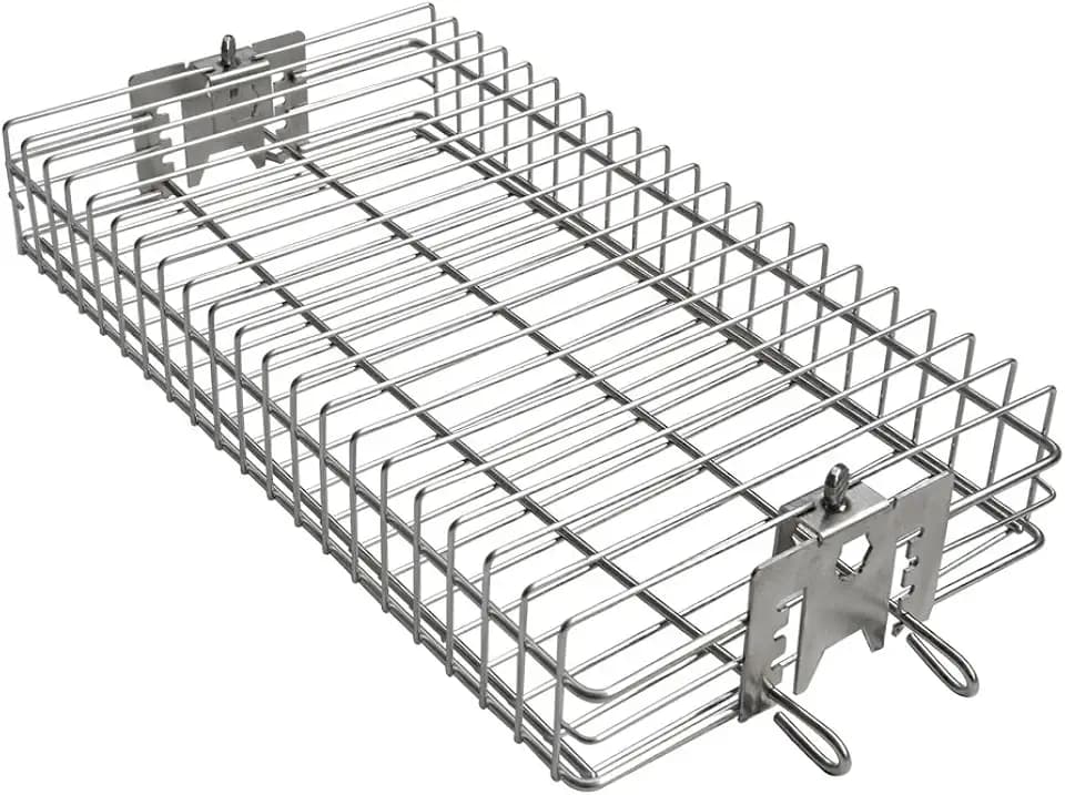 onlyfire 6042 Stainless Steel Flat Spit Rotisserie Grill Basket for Grills
