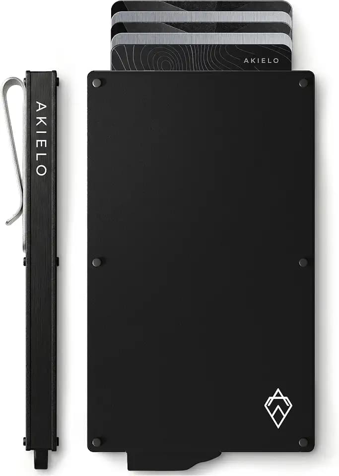 AKIELO Kartenetui mit RFID Schutz und Geschenkbox – Minimalistische Geldbörse Herren – Kompakte Wallet und Kontaktloser Kreditkartenschutz (Alpha Kollektion)