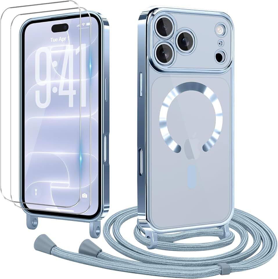 für iPhone 18 Pro Max/17 Pro Max Hülle mit Band + 2 Schutzfolie