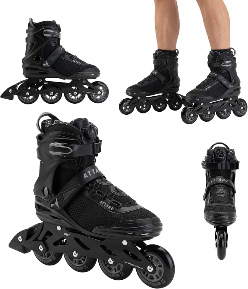 ATTABO OneFoot Fitgo Herren Inlineskates – ABEC-7 Lager, Aluminium-Schiene, Fitgo-System, Bremse – Fitness & Freizeit (45)