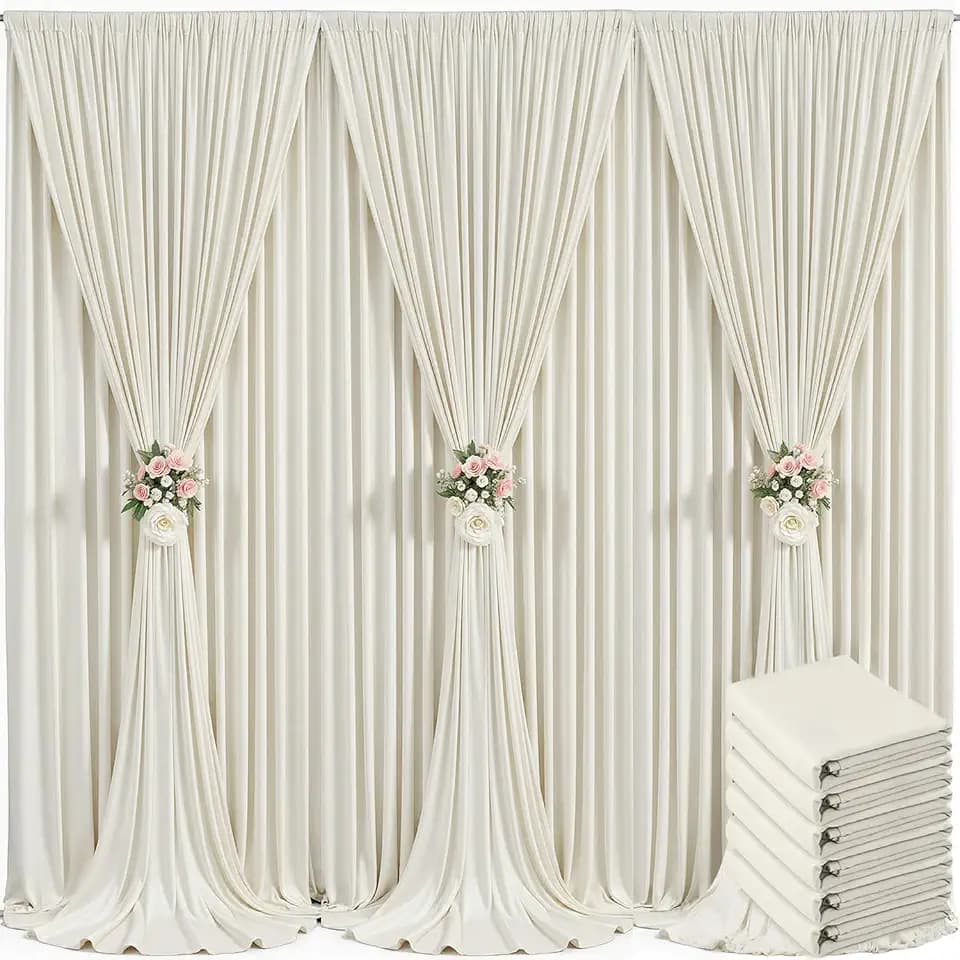 6 Panels Beige Backdrop Curtain for Baby Shower Wrinkle Free 30ft x 10ft Backdrop Drapes Panels for Parties Wedding Bridal Shower Birthday Photo Photography Fabric Background Decoration