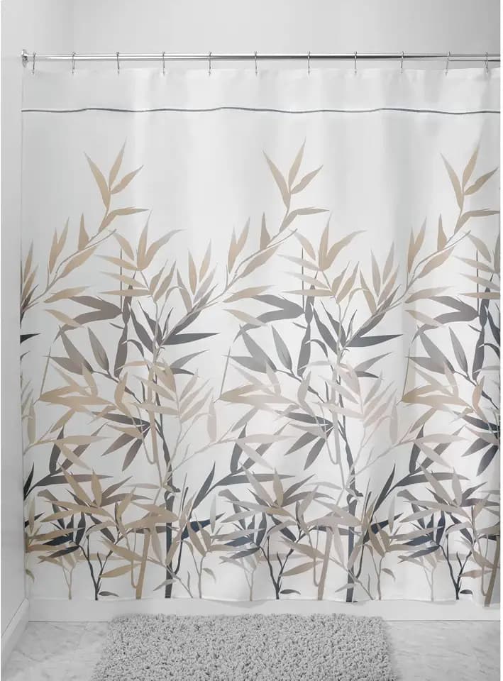mDesign Duschvorhang Anti-Schimmel - 180 cm x 200 cm - schwarz/brauner Dusch- & Badewannenvorhang - 12 vorgenähte Löcher für einfache Aufhängung