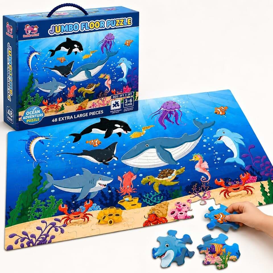 Floor Puzzles for Kids Ages 4-6, Ocean 48 Piece Jumbo Floor Puzzle